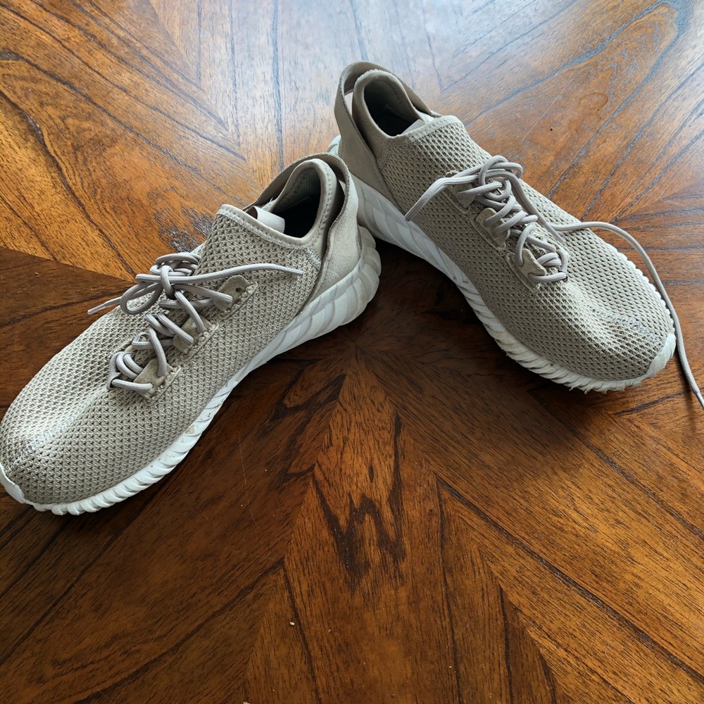 Adidas tan athletic shoes in well condition